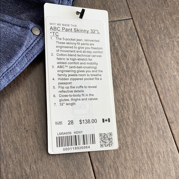 Men’s NEW win tag att Lululemon ABC Skinny Pants - Picture 3 of 4